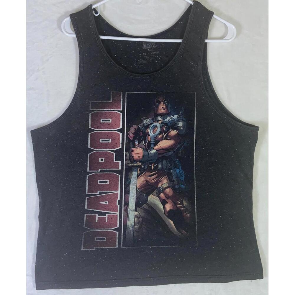 Deadpool T-Shirt Men's Medium Black Sleeveless Tank Top  Marvel Comics Workout